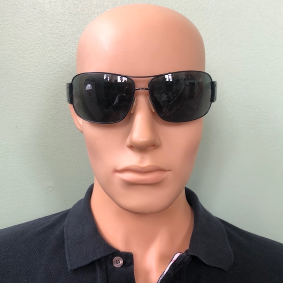 Prada Aviator Sunglasses SPR61G Black / Silver Italy - Picture 3 of 10